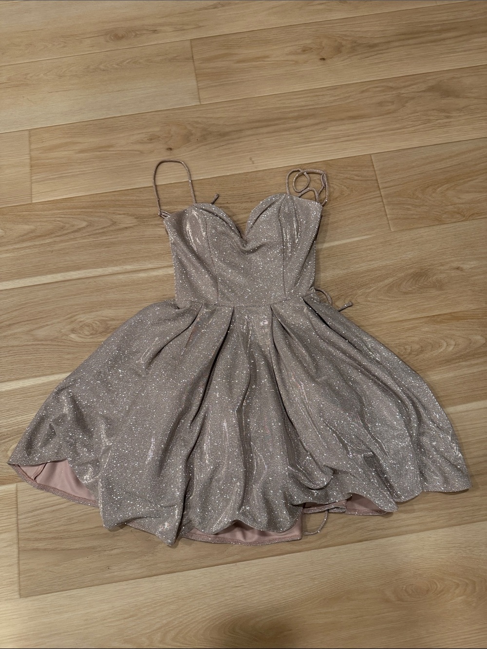 B Darlin Pink Glitter Fit-and-Flare Prom Dress